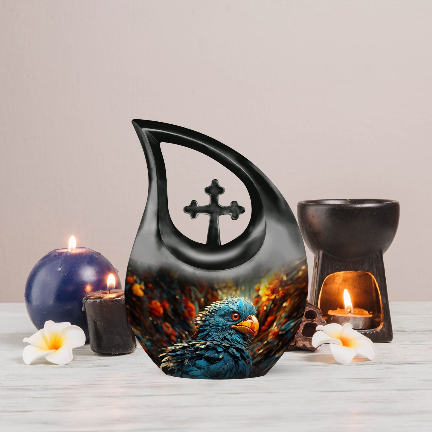 Toucans Cross Drop design Mom Urn for ashes