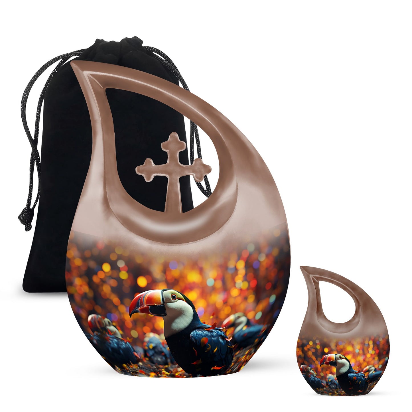 Toucans Themed Cross Drop Beautiful Urn