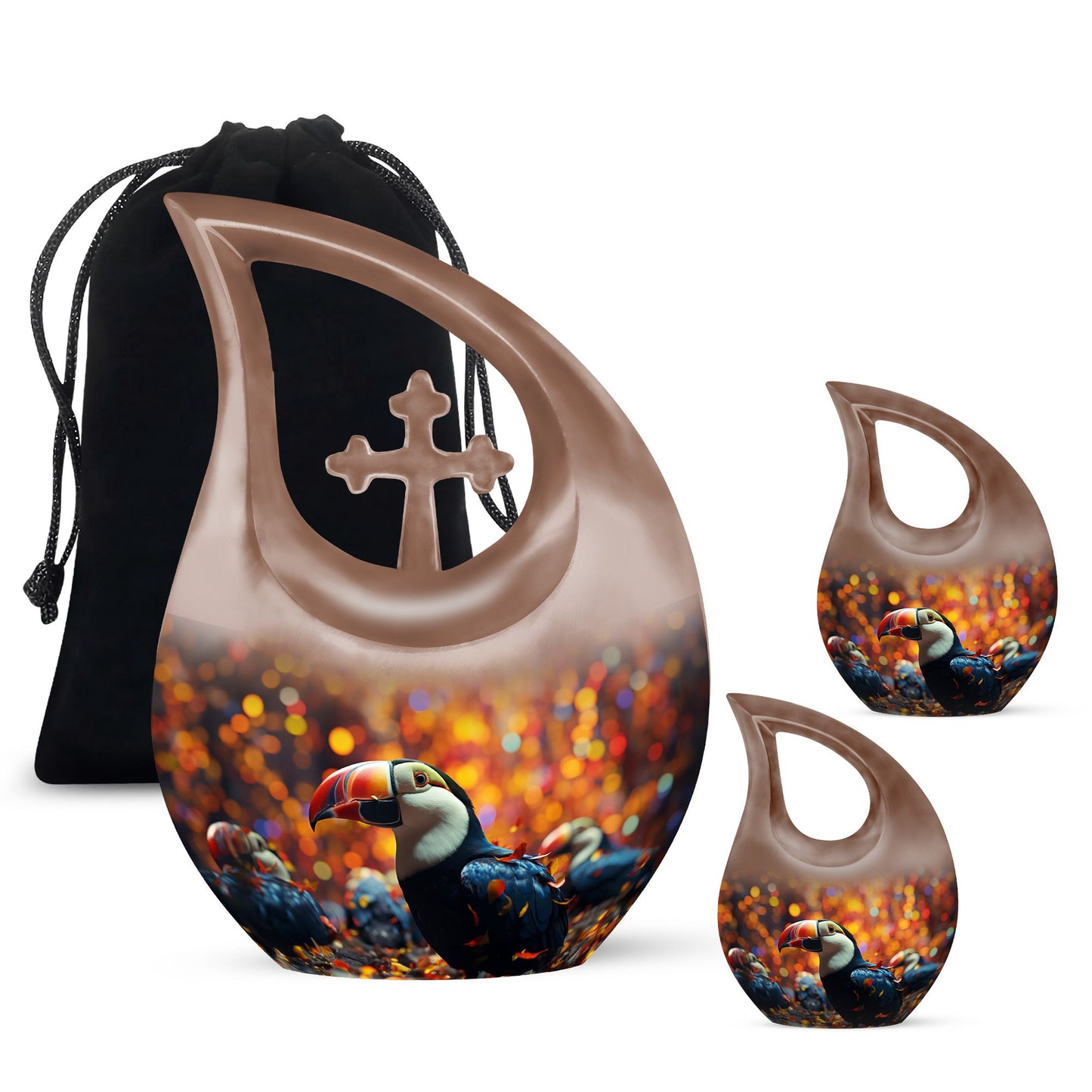 Toucans Themed Cross Drop Beautiful Urn