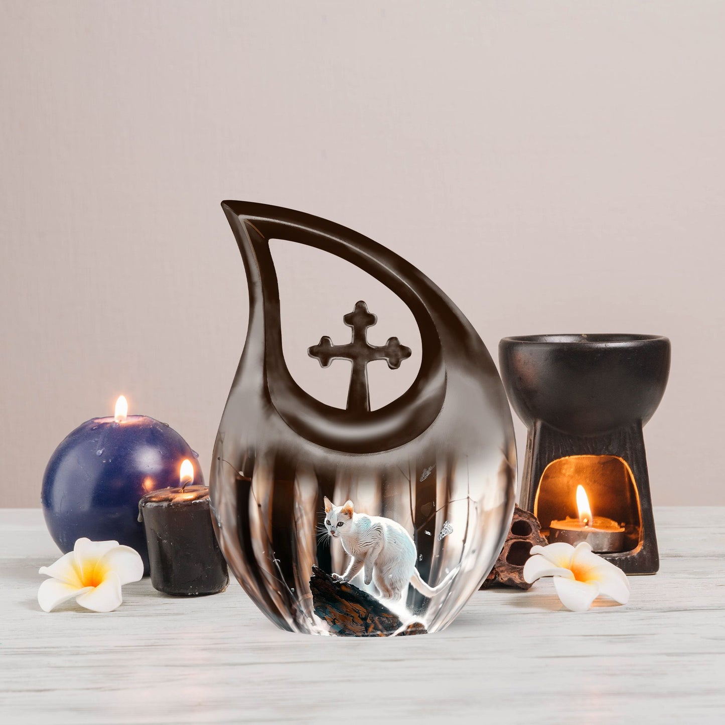 White Cat Urn