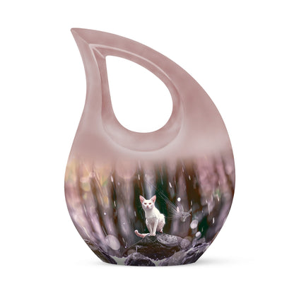 White Personalized Pet Cremation Urn for Pet Ashes - 10-inch, 200 cu in - Yatskia