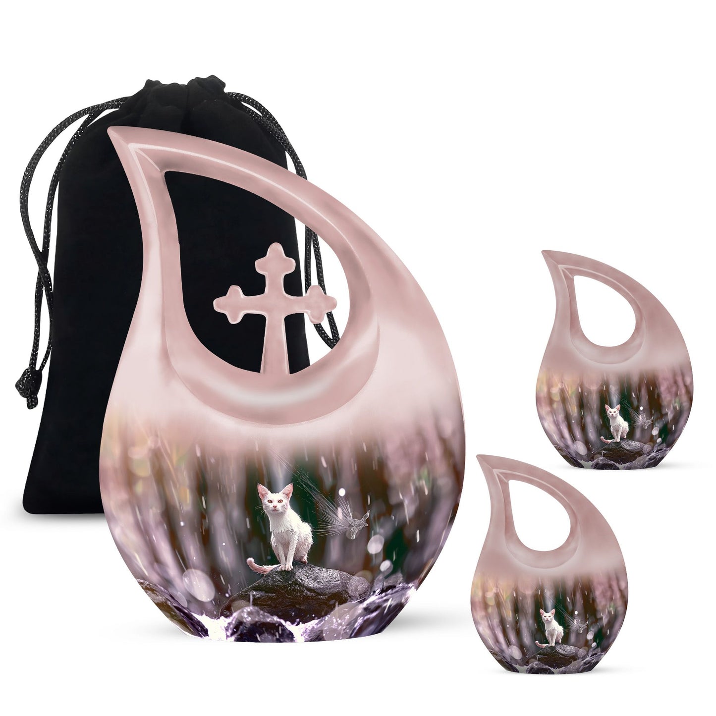 White Personalized Pet Cremation Urn for Pet Ashes - 10-inch, 200 cu in - Yatskia