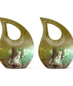 White Cat Urns For Funeral Ashes - Green Pet Cremation Urn For Cats