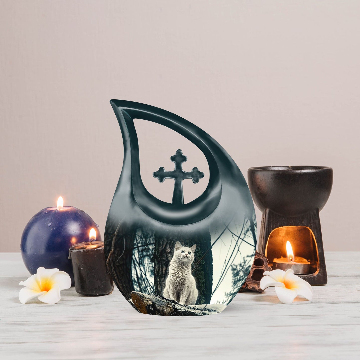 White Cat Urn