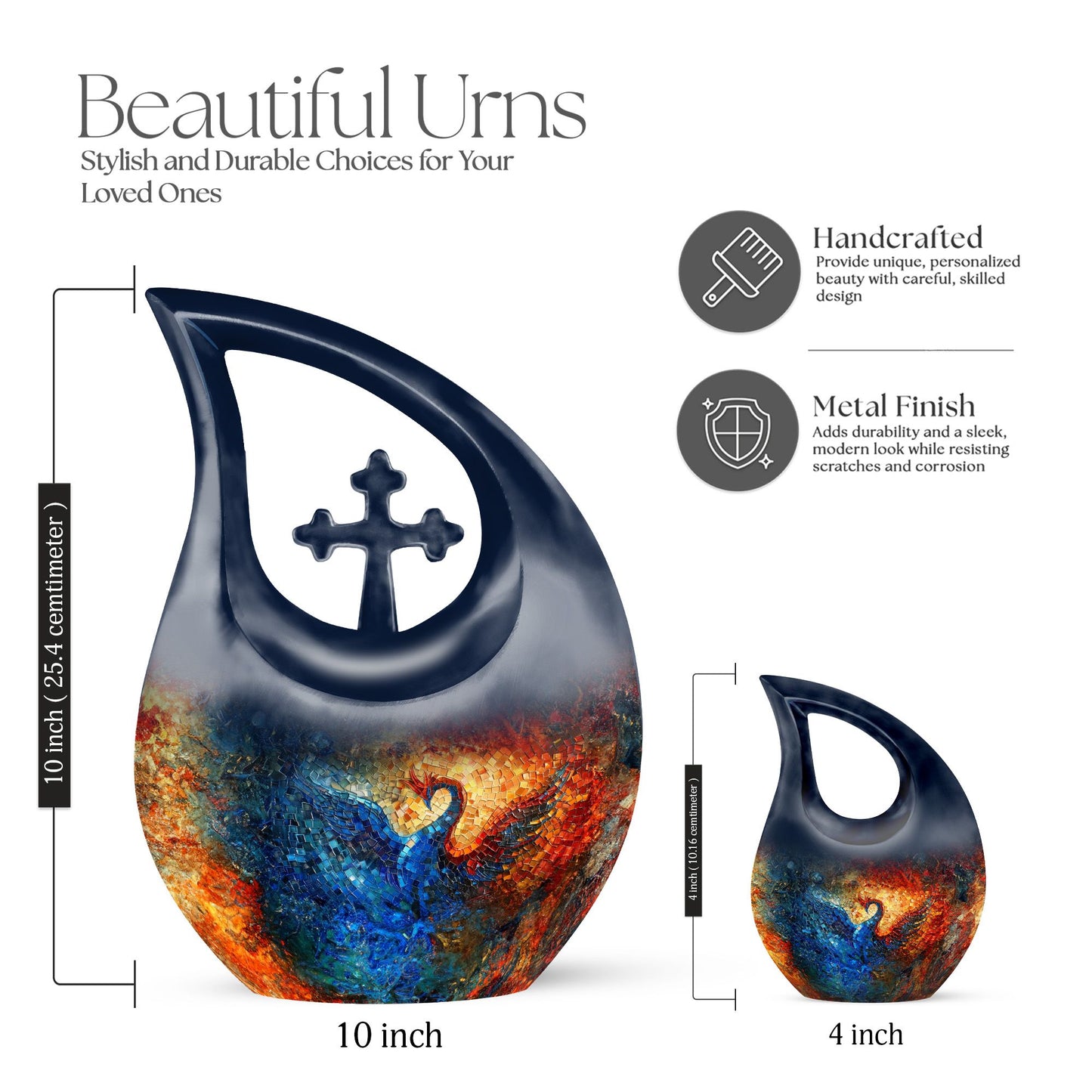 Phoenix-themed Cross Drop urn