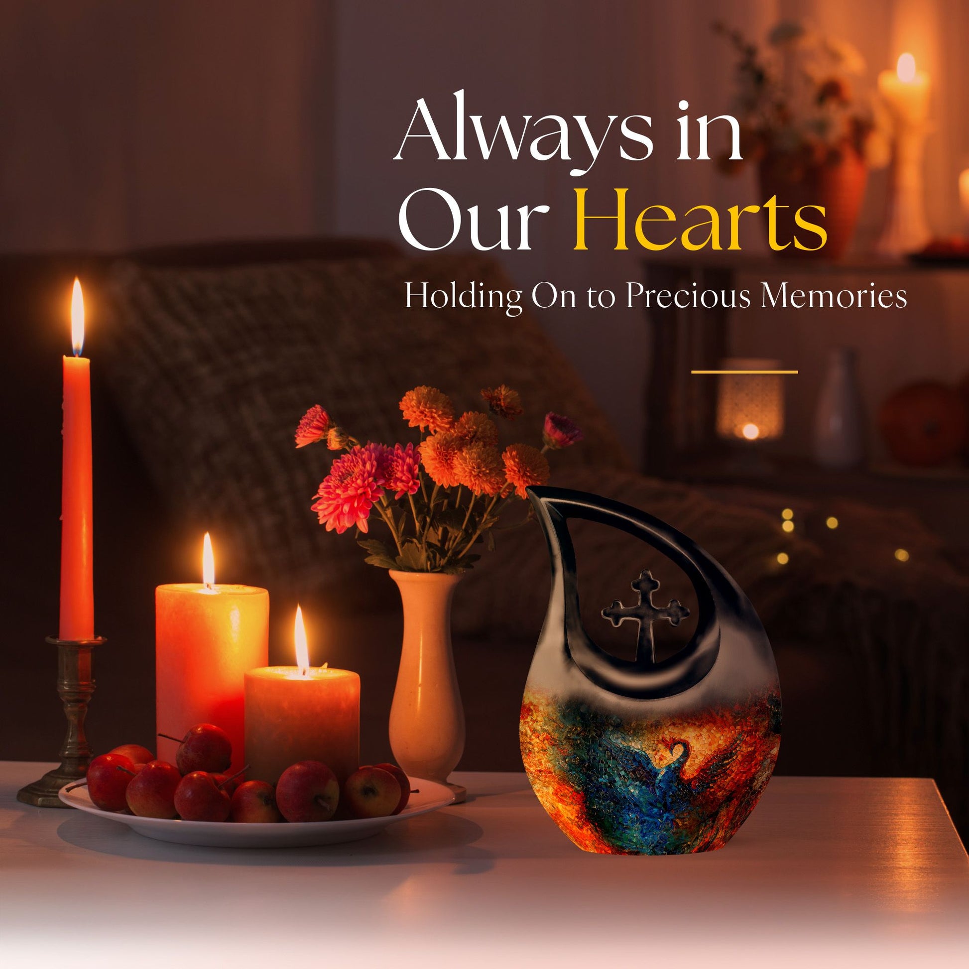 Phoenix-themed Cross Drop urn