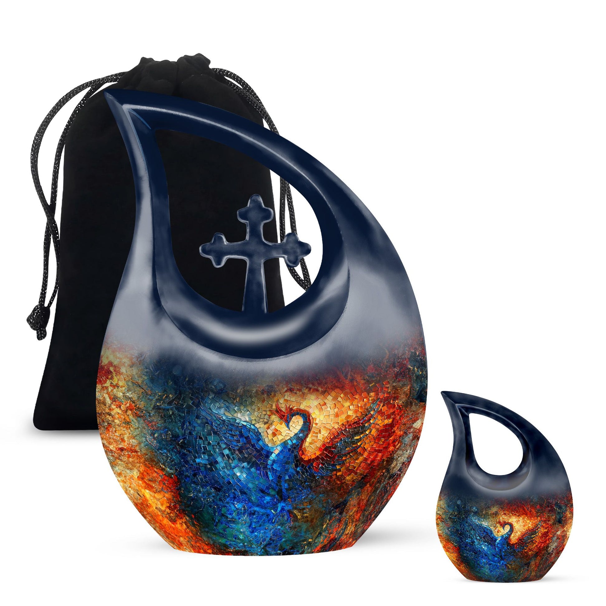 Phoenix-themed Cross Drop urn