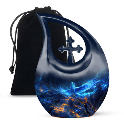 Blue Phoenix Cremation Urn - Keepsake Urns For Men and Women