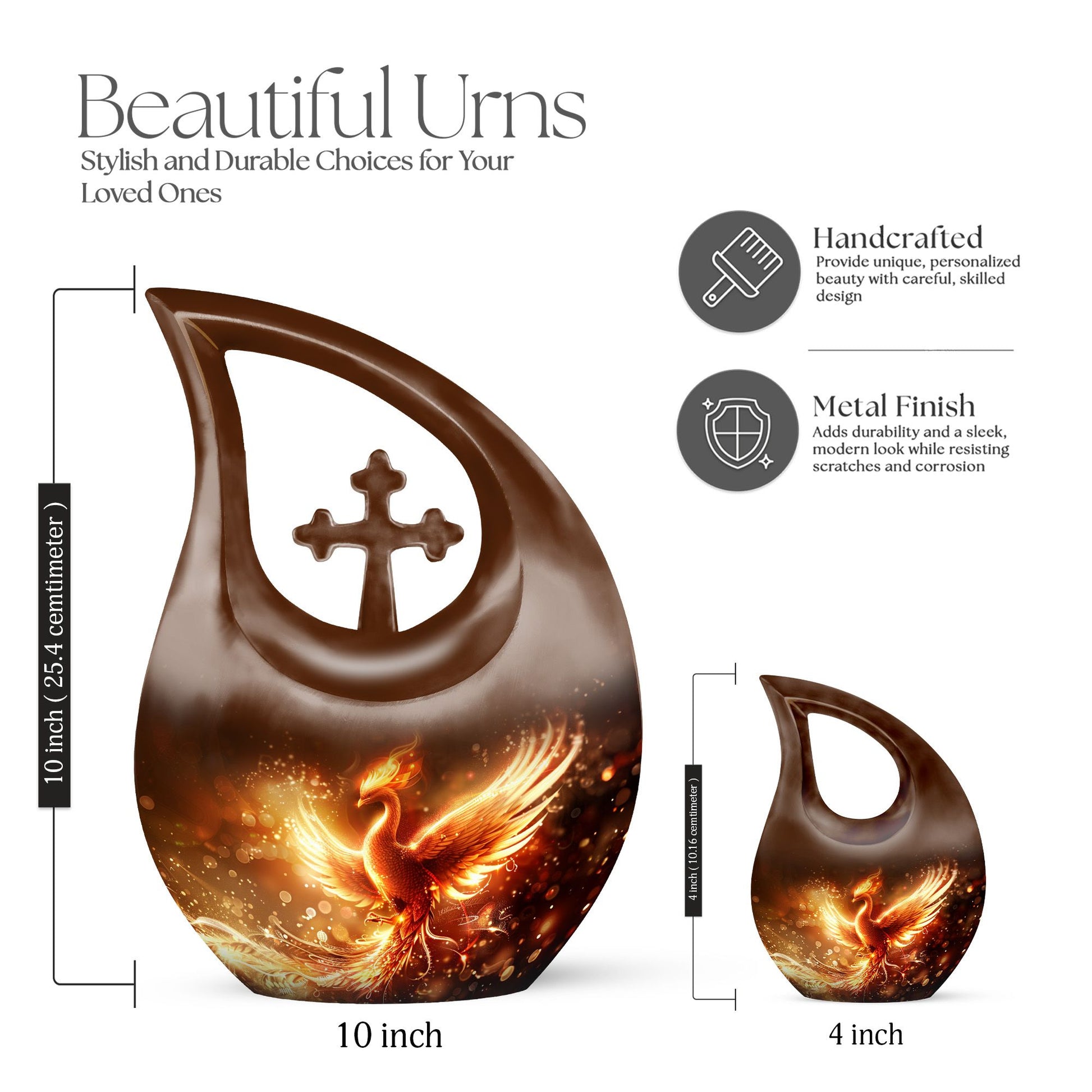 Phoenix Cross Drop Memorial Urn