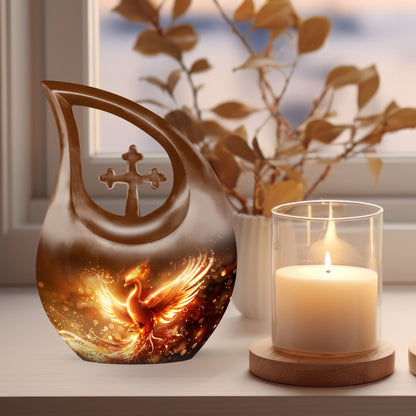 Phoenix Cross Drop Memorial Urn