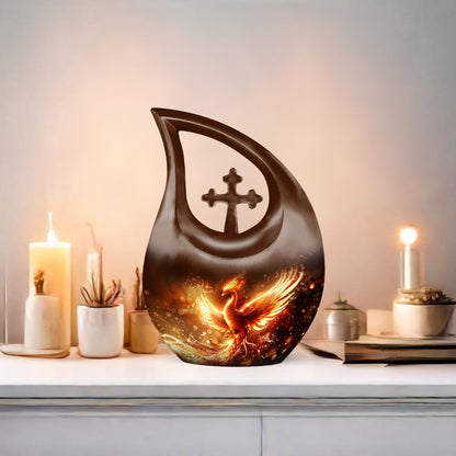 Phoenix Cross Drop Memorial Urn