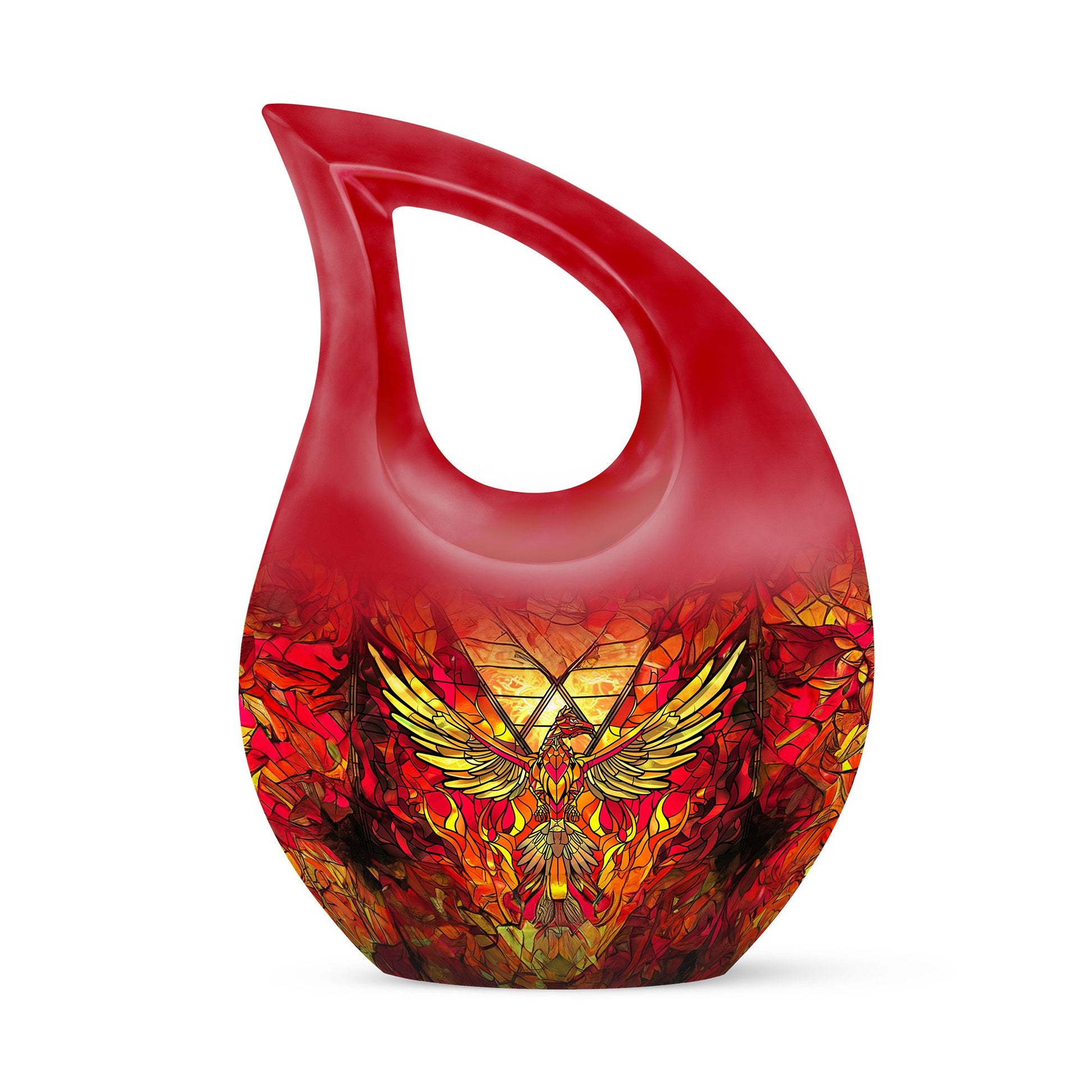 Phoenix Human Ashes Urns Large - Orange Phoenix Art Urn For Funeral