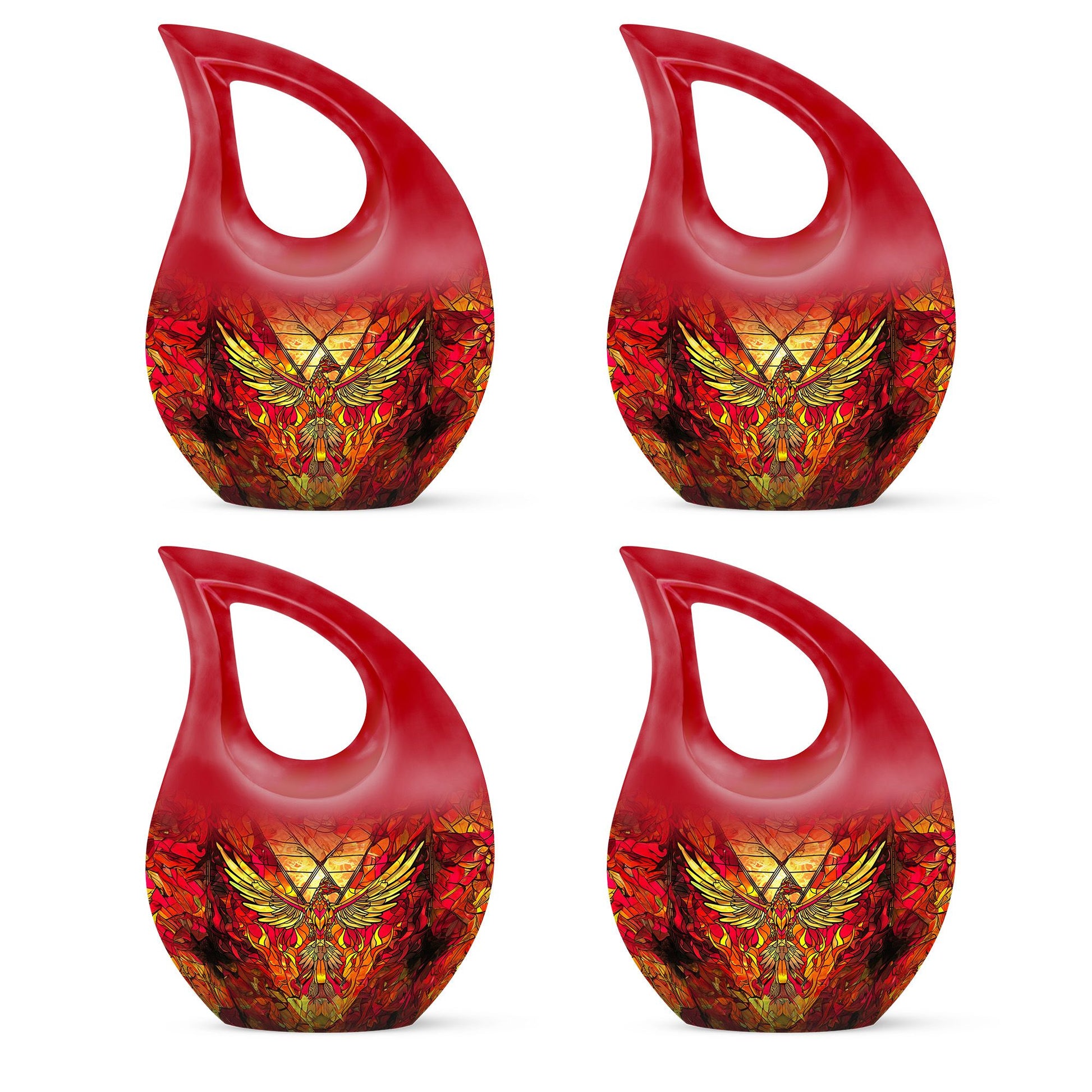 Phoenix Human Ashes Urns Large - Orange Phoenix Art Urn For Funeral