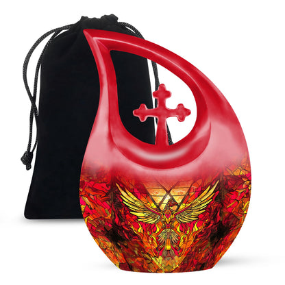 Orange Personalized Bird Cremation Urn for Human Ashes - 10-inch, 200 cu in - Yatskia
