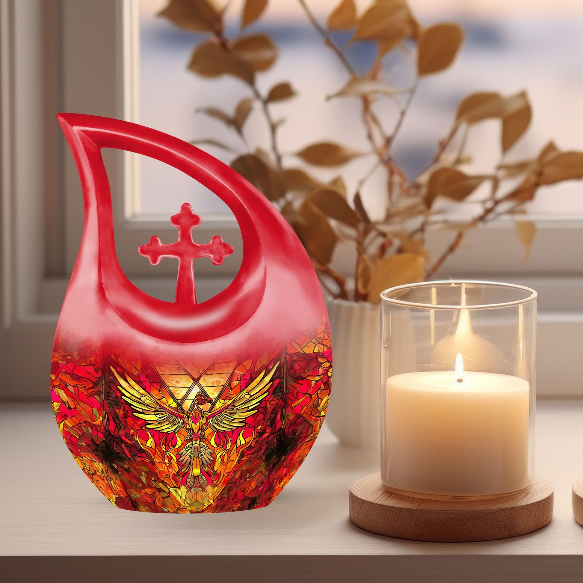 Cross Drop Phoenix Bird Urn