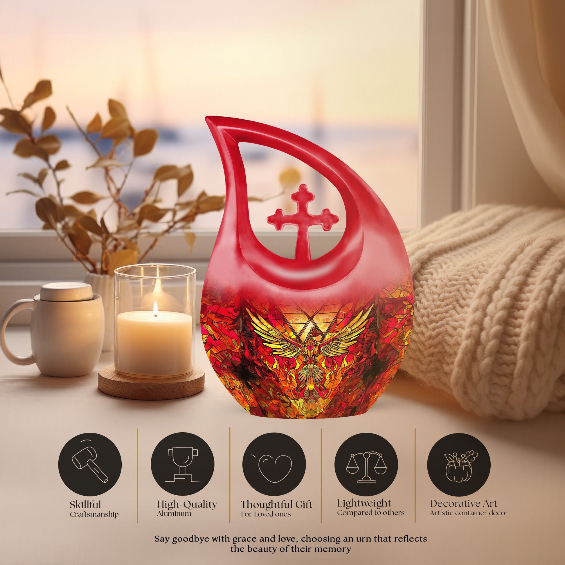 Cross Drop Phoenix Bird Urn