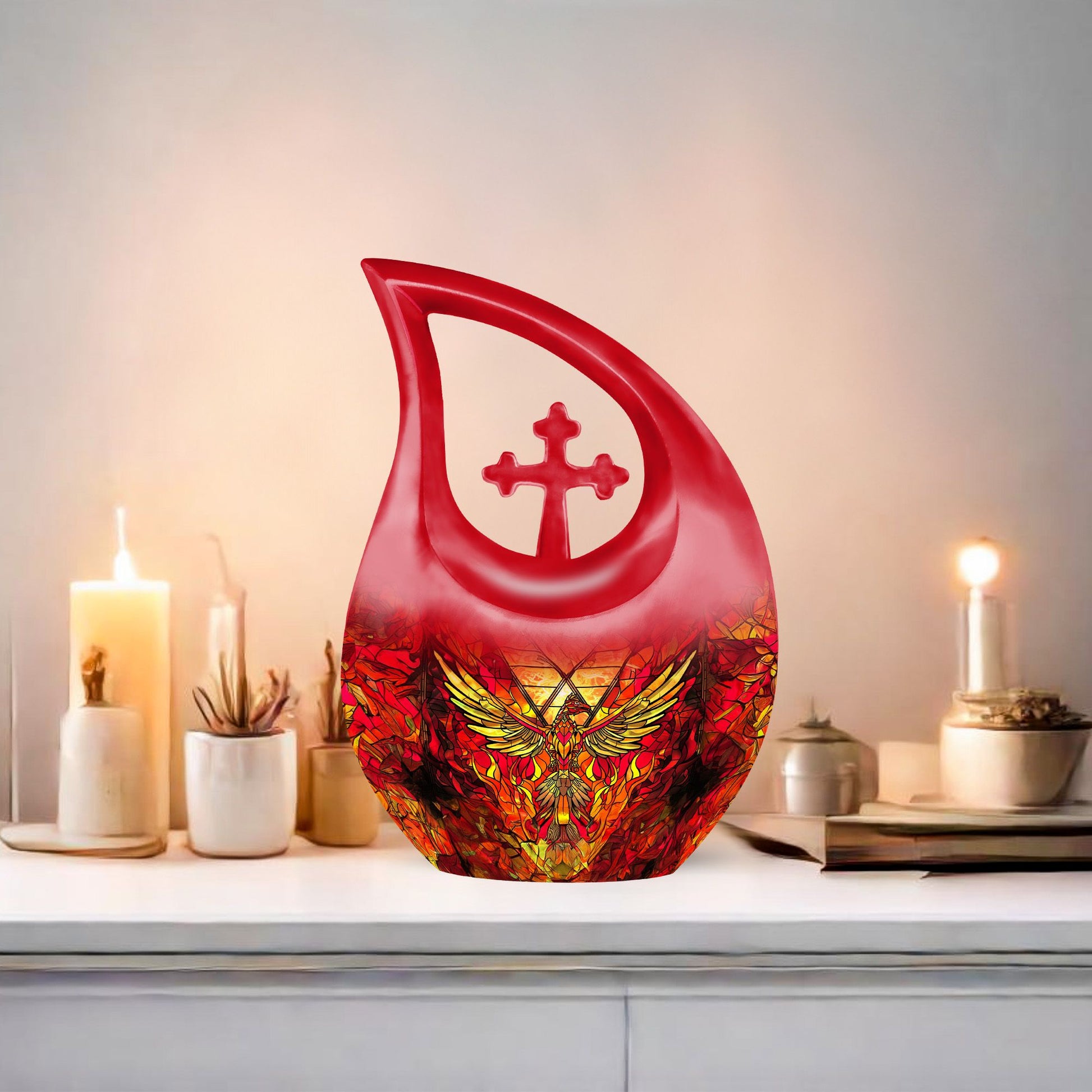 Cross Drop Phoenix Bird Urn