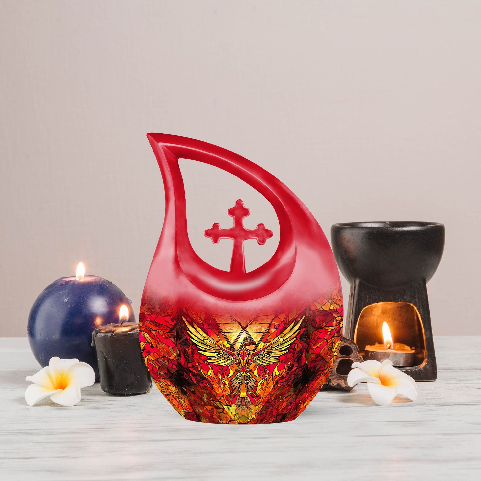 Cross Drop Phoenix Bird Urn