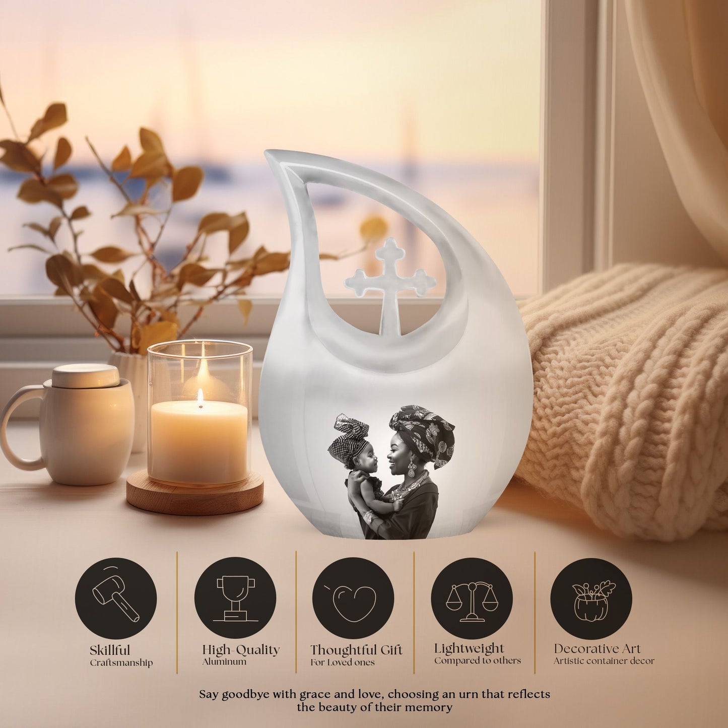 Mother Love Cross Drop Urn