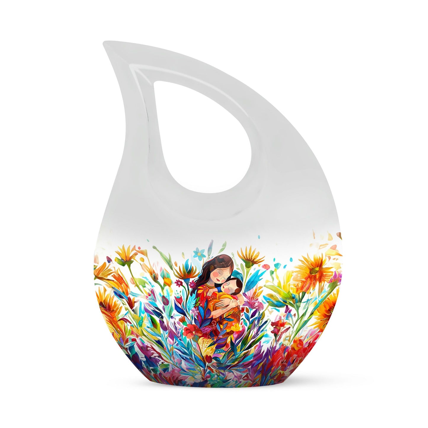 Colorful Personalized Mother Memorial Urn for Human Ashes - 10-inch, 200 cu in - Yatskia