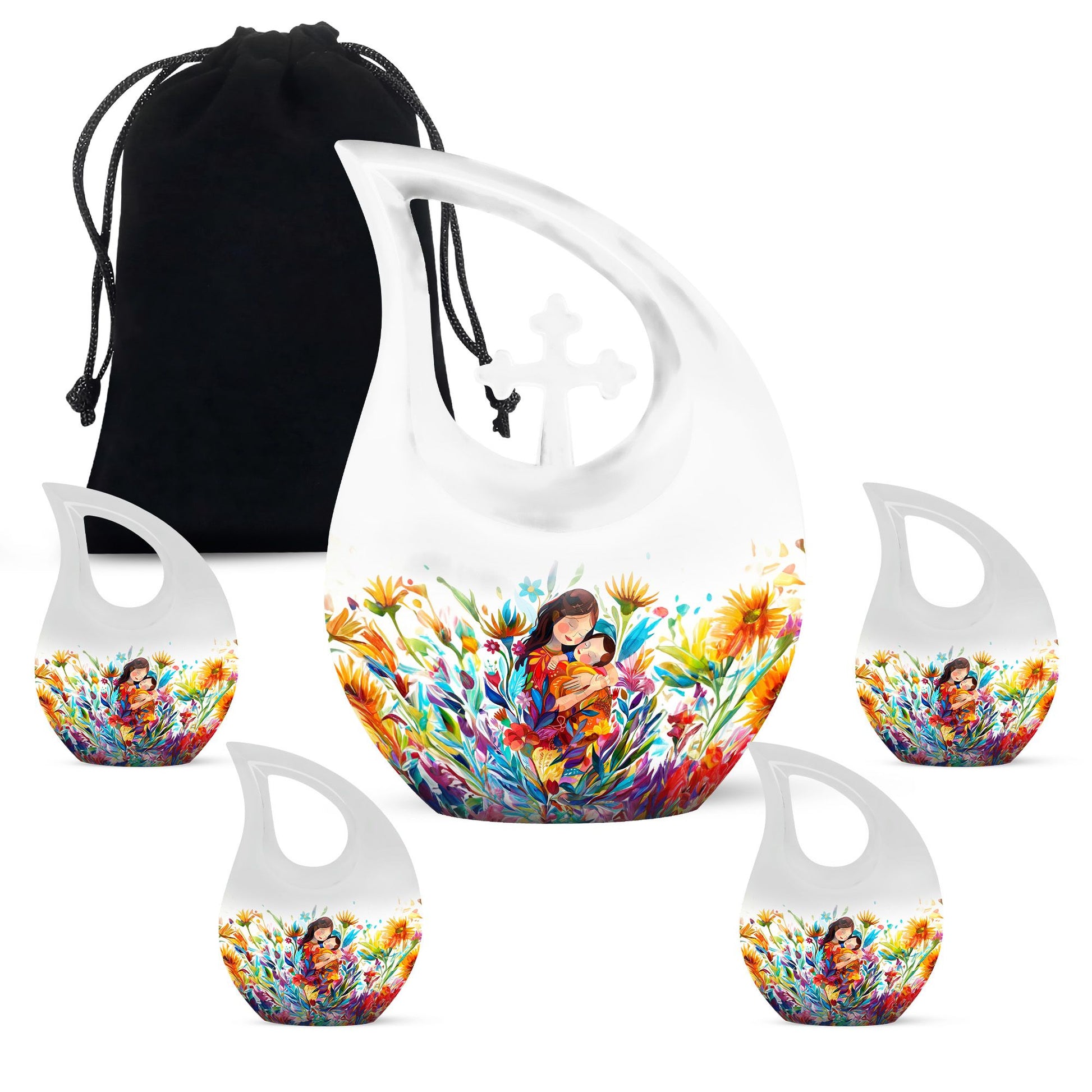 Mother Love Urn for Human Ashes – Colorful Mother's Art Memorial Urn