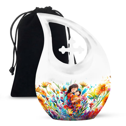 Colorful Personalized Mother Memorial Urn for Human Ashes - 10-inch, 200 cu in - Yatskia