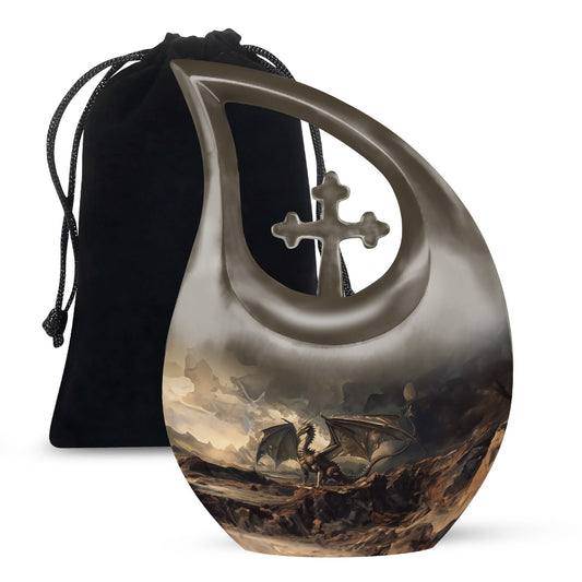 Cross Drop Dragon Urn