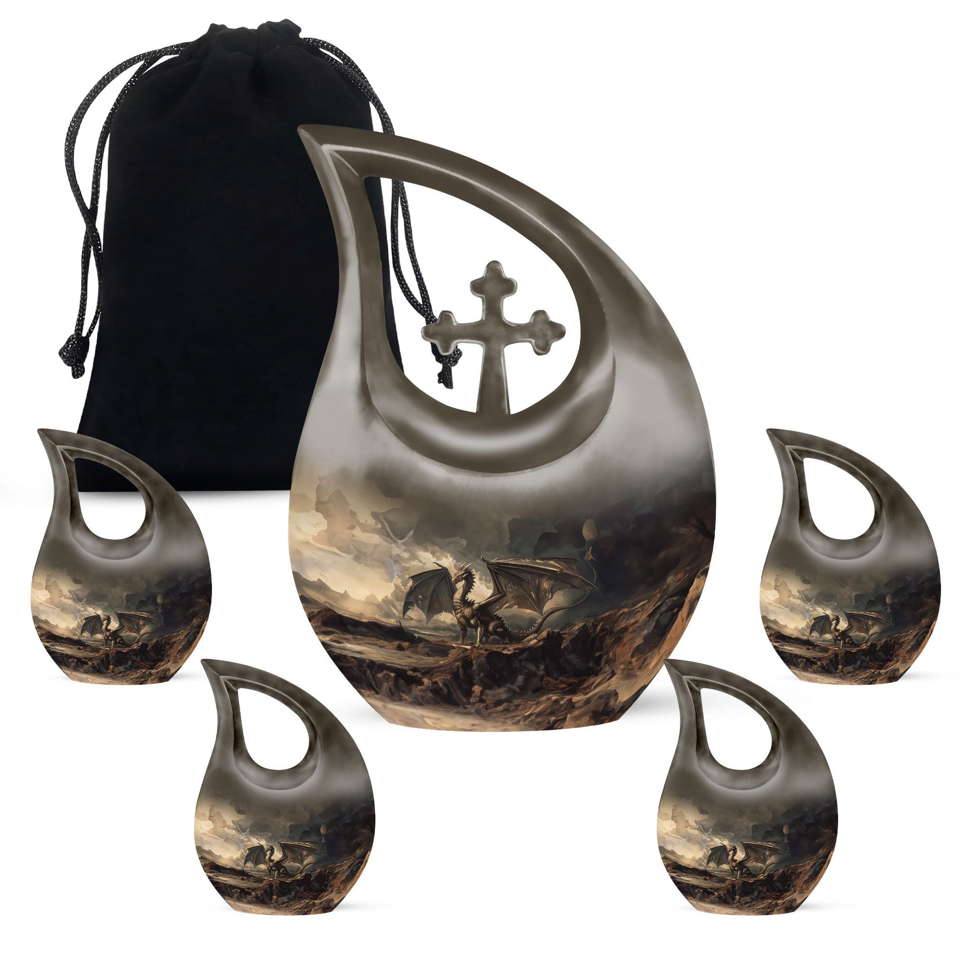 Cross Drop Dragon Urn