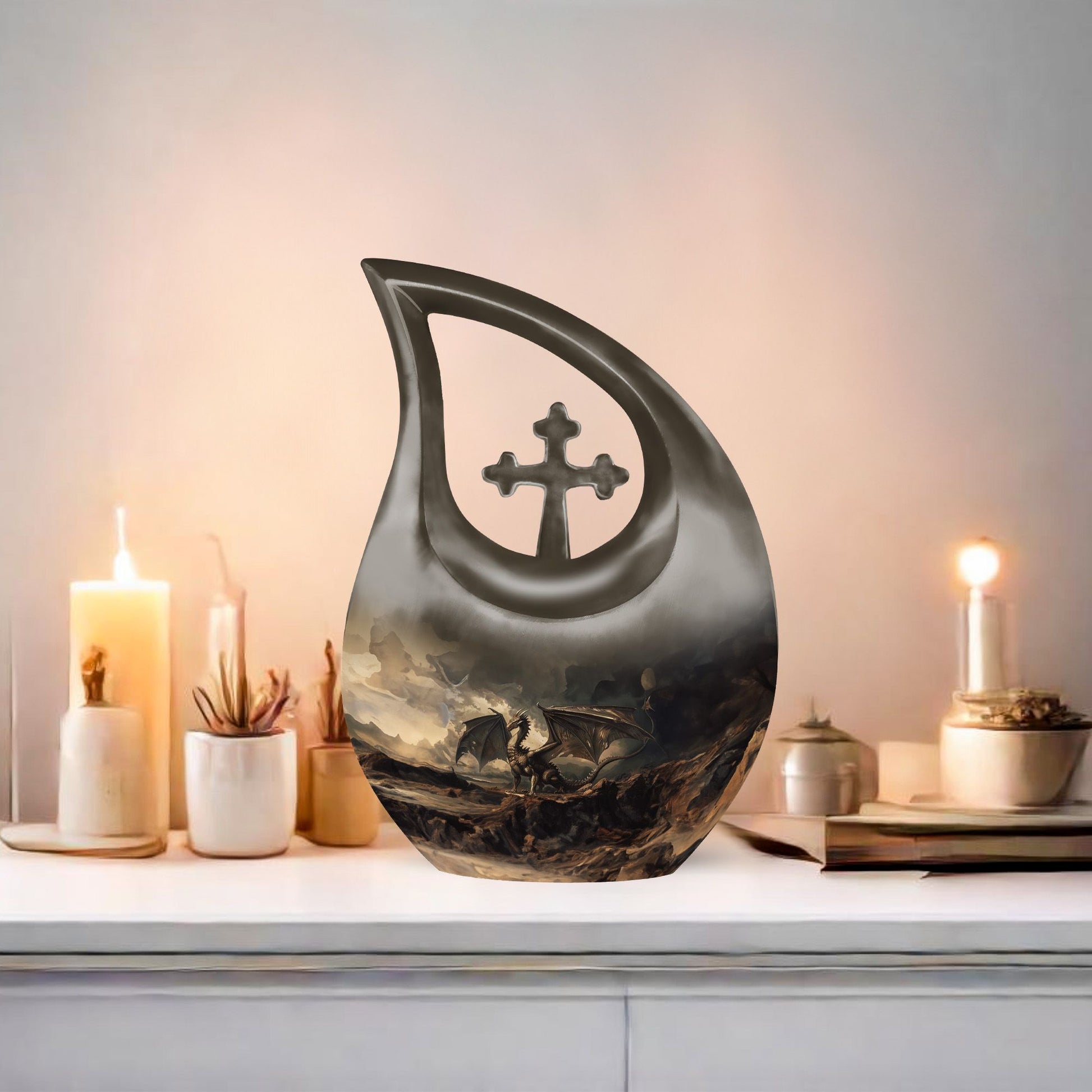 Cross Drop Dragon Urn