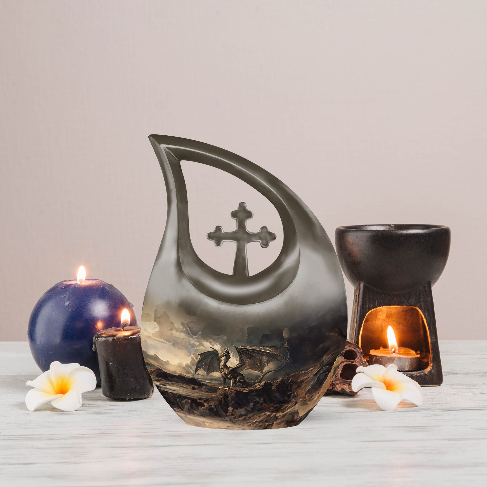 Cross Drop Dragon Urn