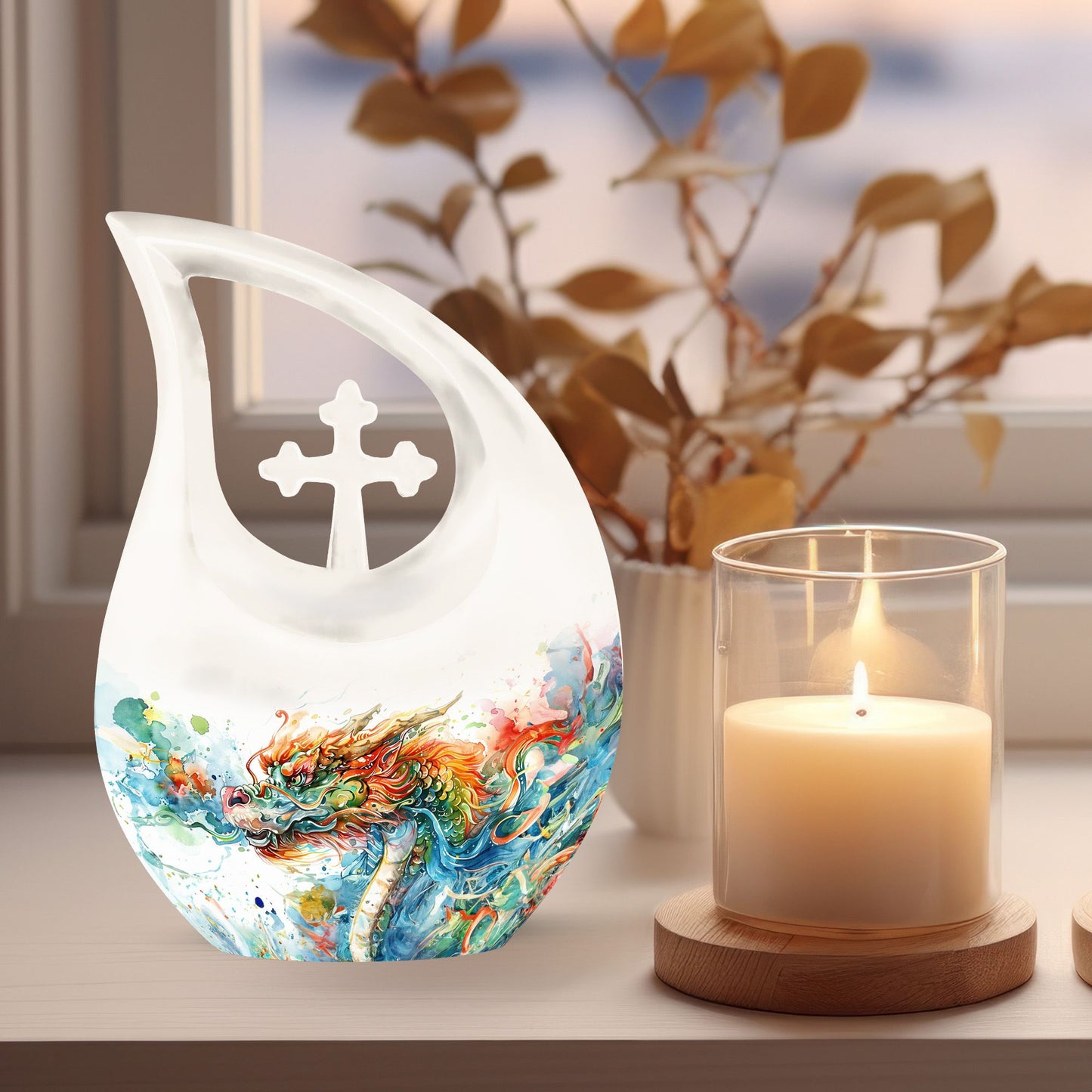 dragon-themed double memorial urn