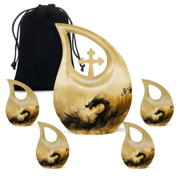 10 inch large Urn with 4 Keepsake 3 Inch Urns