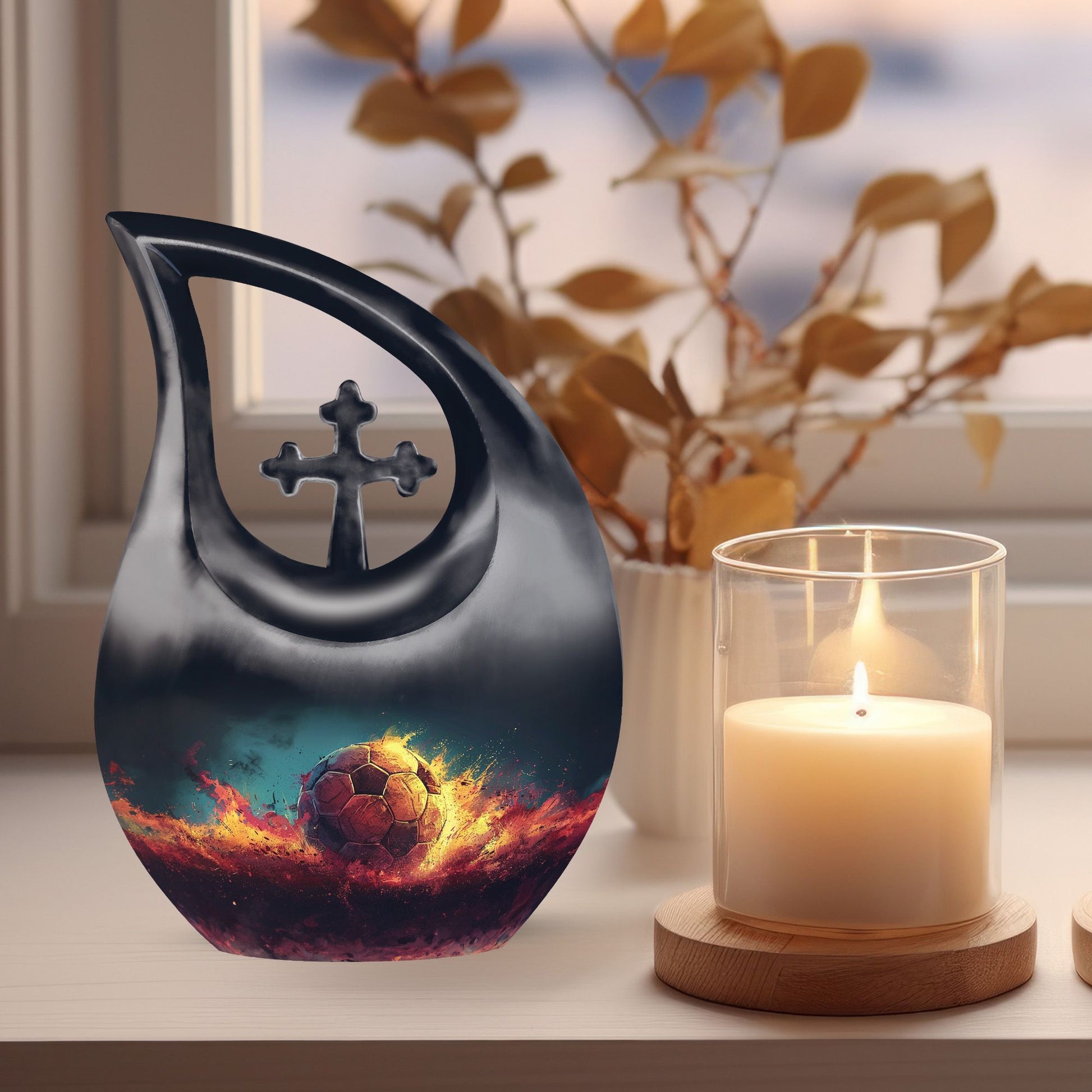 Soccer themed Memorial Urn