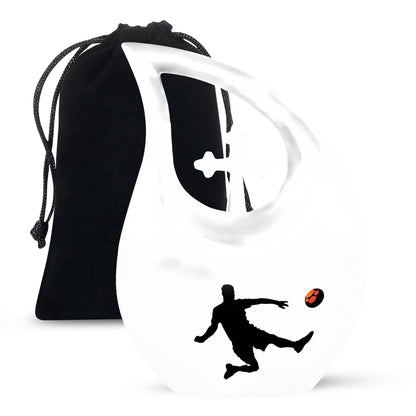 soccer themed cross drop memorial urn