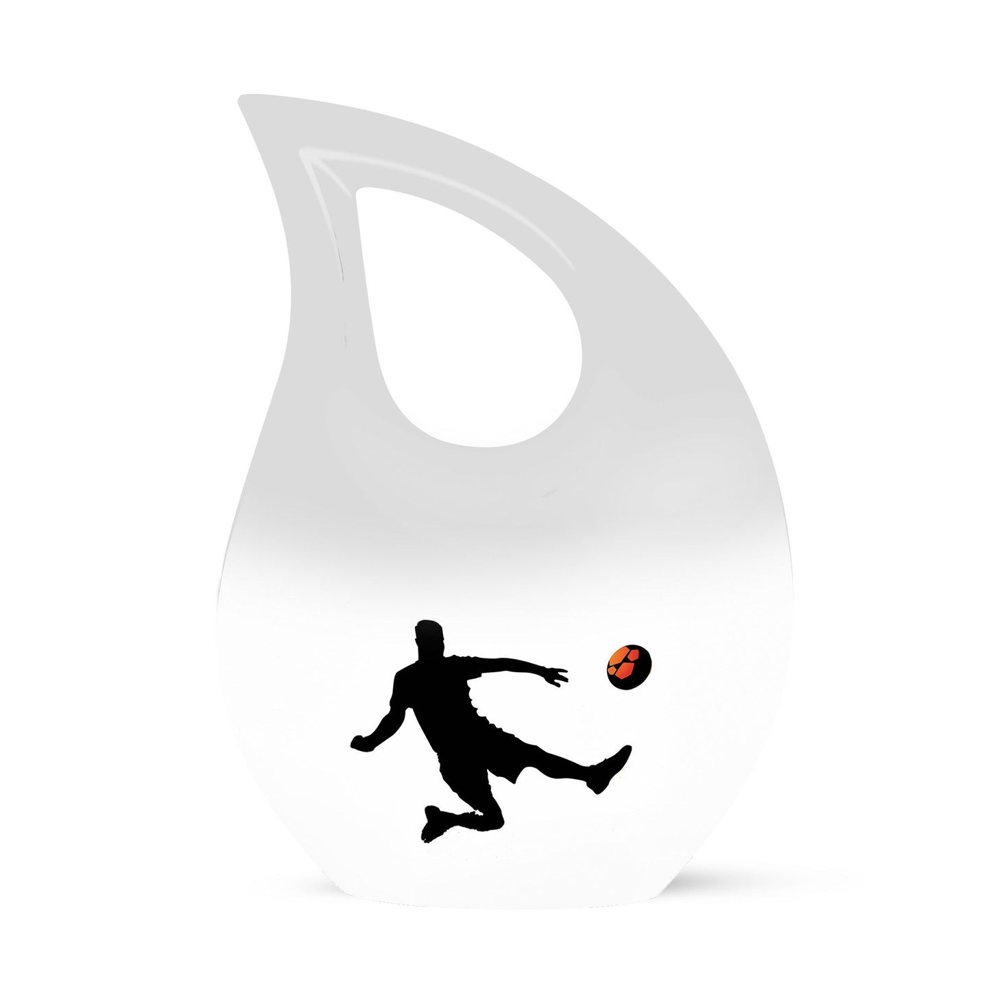 soccer themed cross drop memorial urn