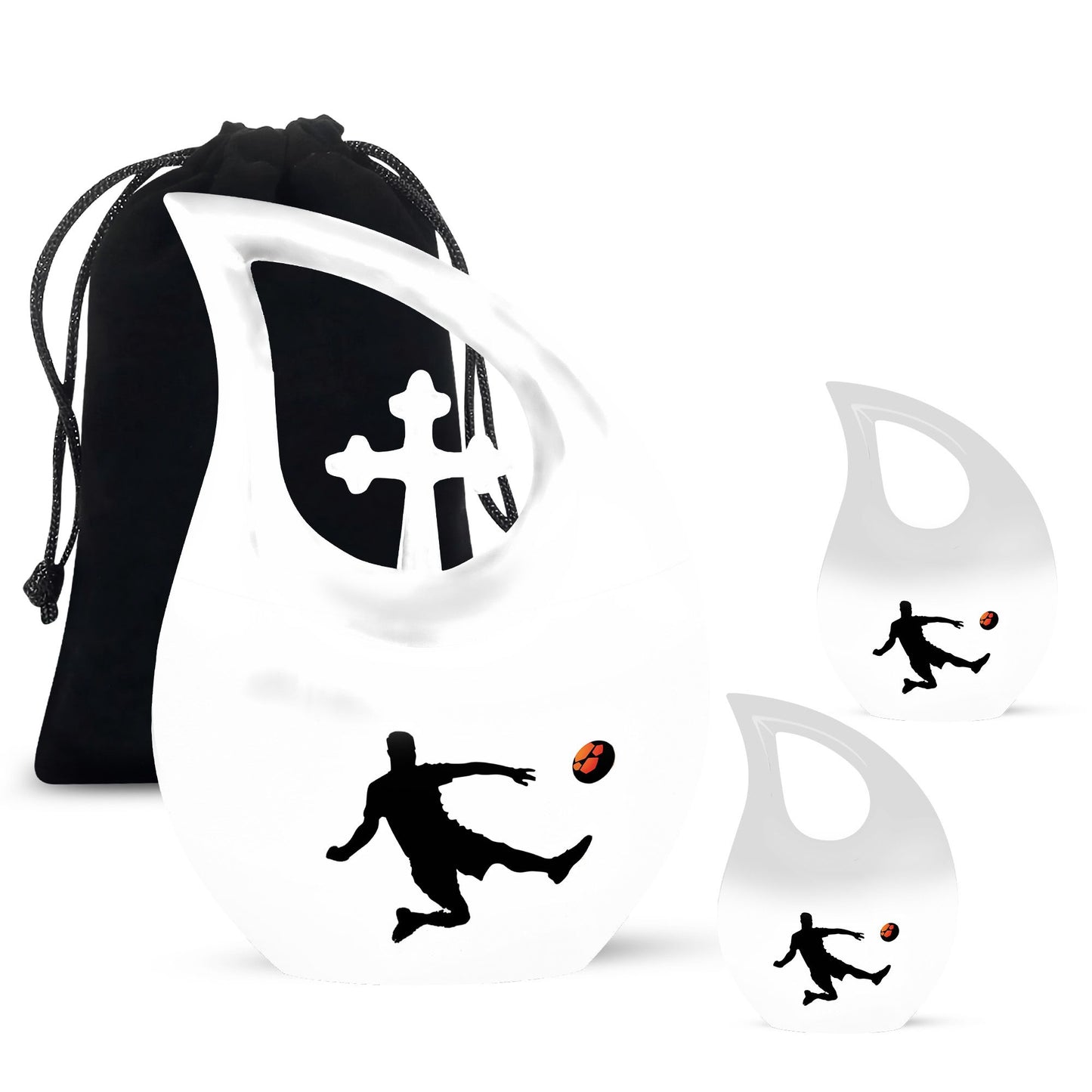 soccer themed cross drop memorial urn