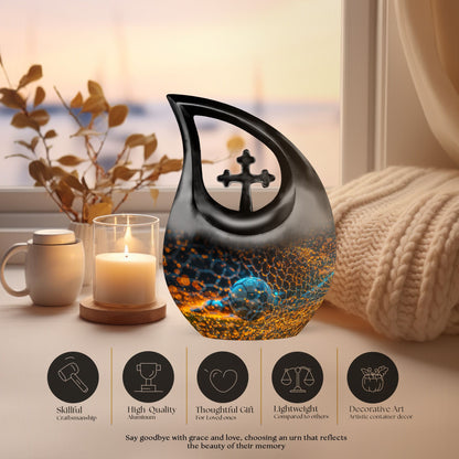 10-inch Soccer-Themed Aluminium Funeral Urn