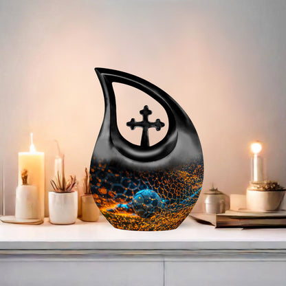 10-inch Soccer-Themed Aluminium Funeral Urn