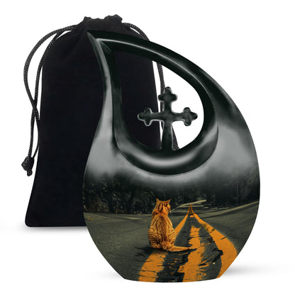 10-inch Orange Cat Urn