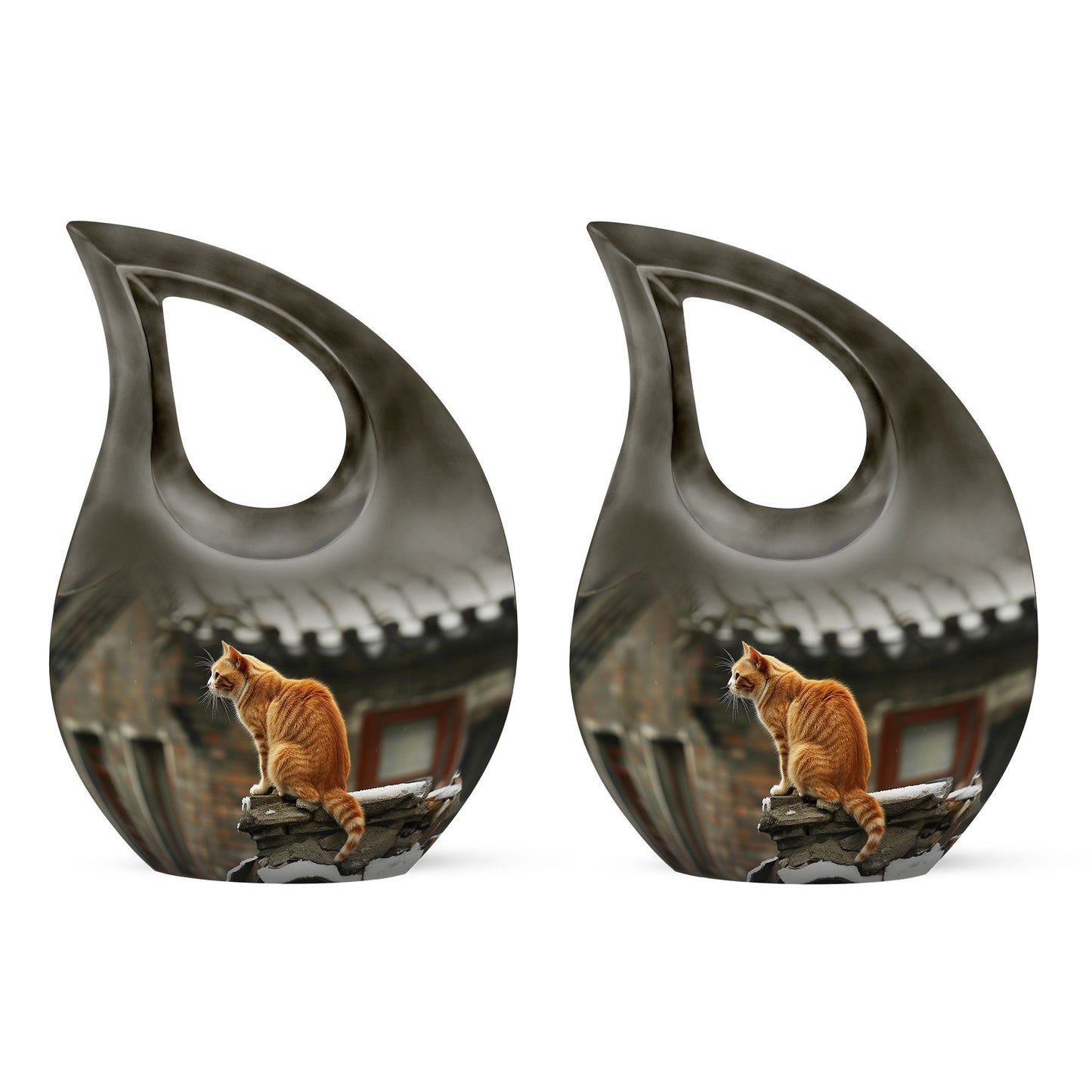 Orange Personalized Cat Keepsake Urn for Pet Ashes - Yatskia