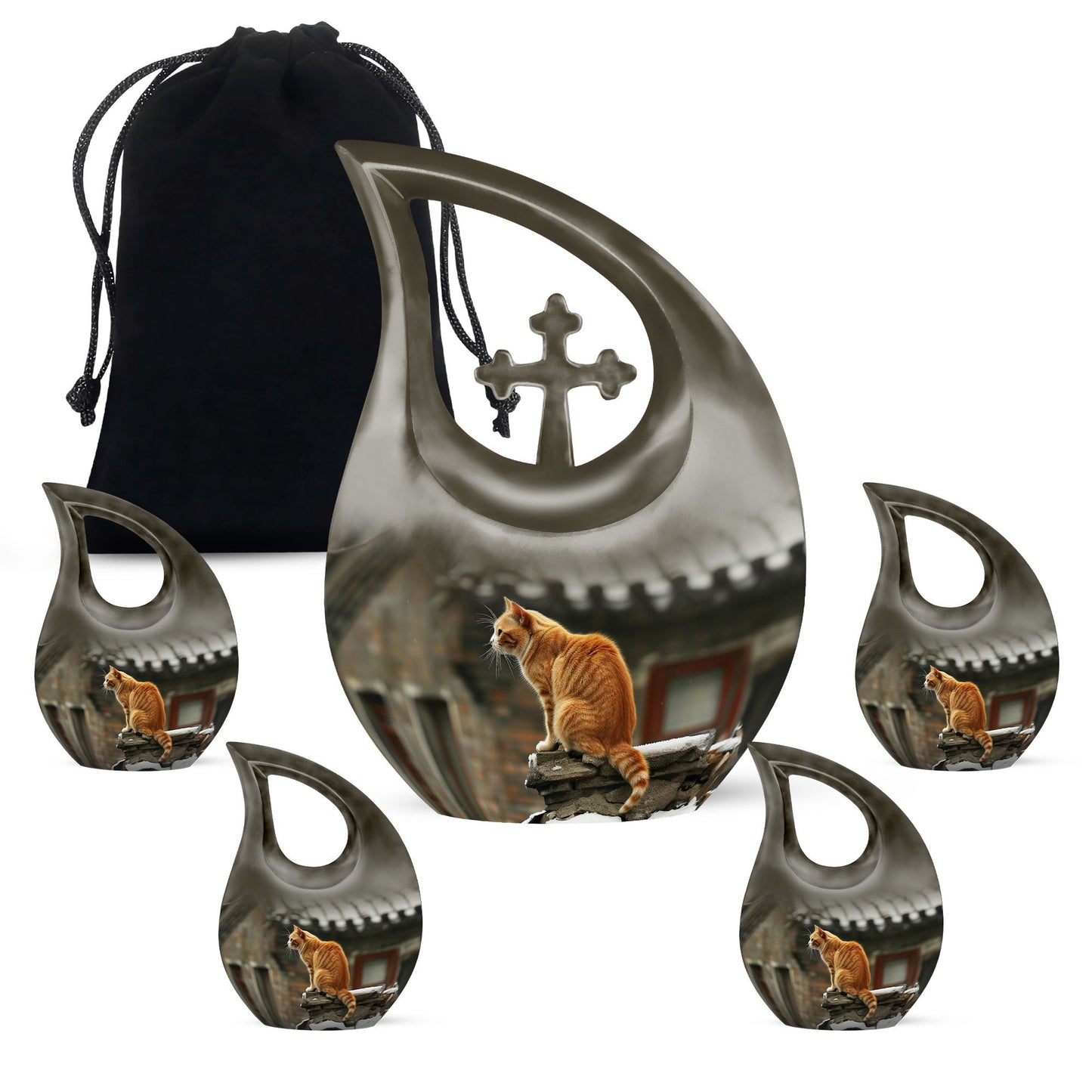 Orange Personalized Cat Keepsake Urn for Pet Ashes - Yatskia