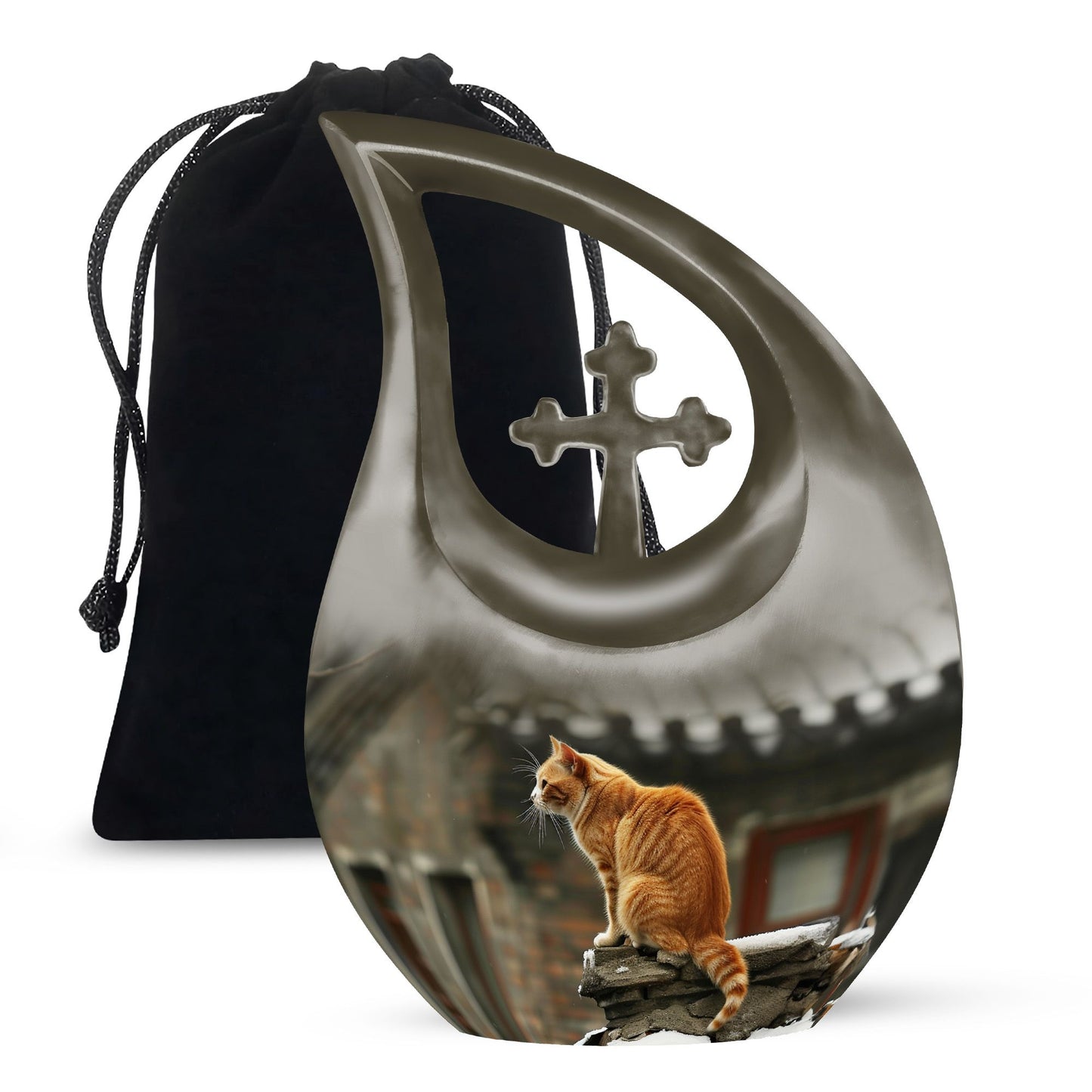 Orange Personalized Cat Keepsake Urn for Pet Ashes - Yatskia