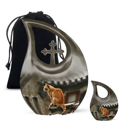 Orange Personalized Cat Keepsake Urn for Pet Ashes - Yatskia