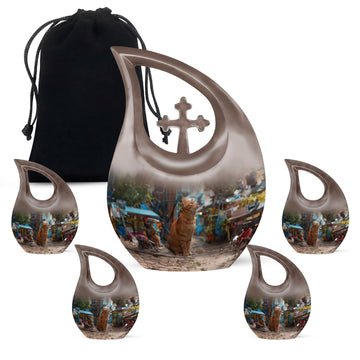 10 inch large Urn with 4 Keepsake 3 Inch Urns