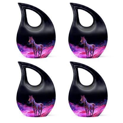 Zebra themed 10 inch cross drop memorial urn