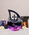 Zebra themed 10 inch cross drop memorial urn