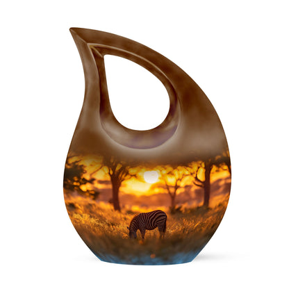 Personalized Zebra Keepsake Urn for Human Ashes - 10-inch, 200 cu in - Yatskia