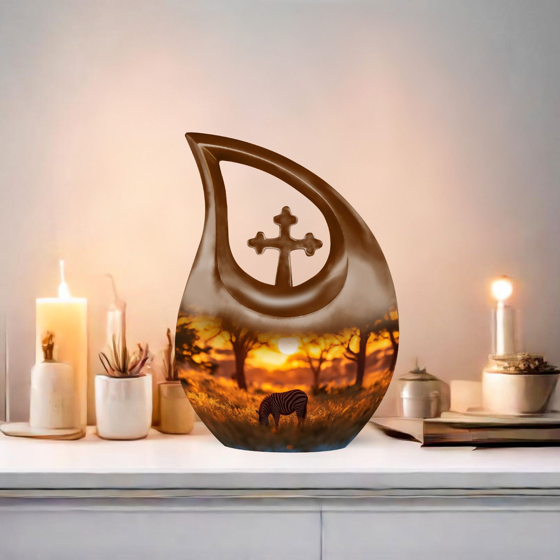 Zebra-themed Memorial Urn