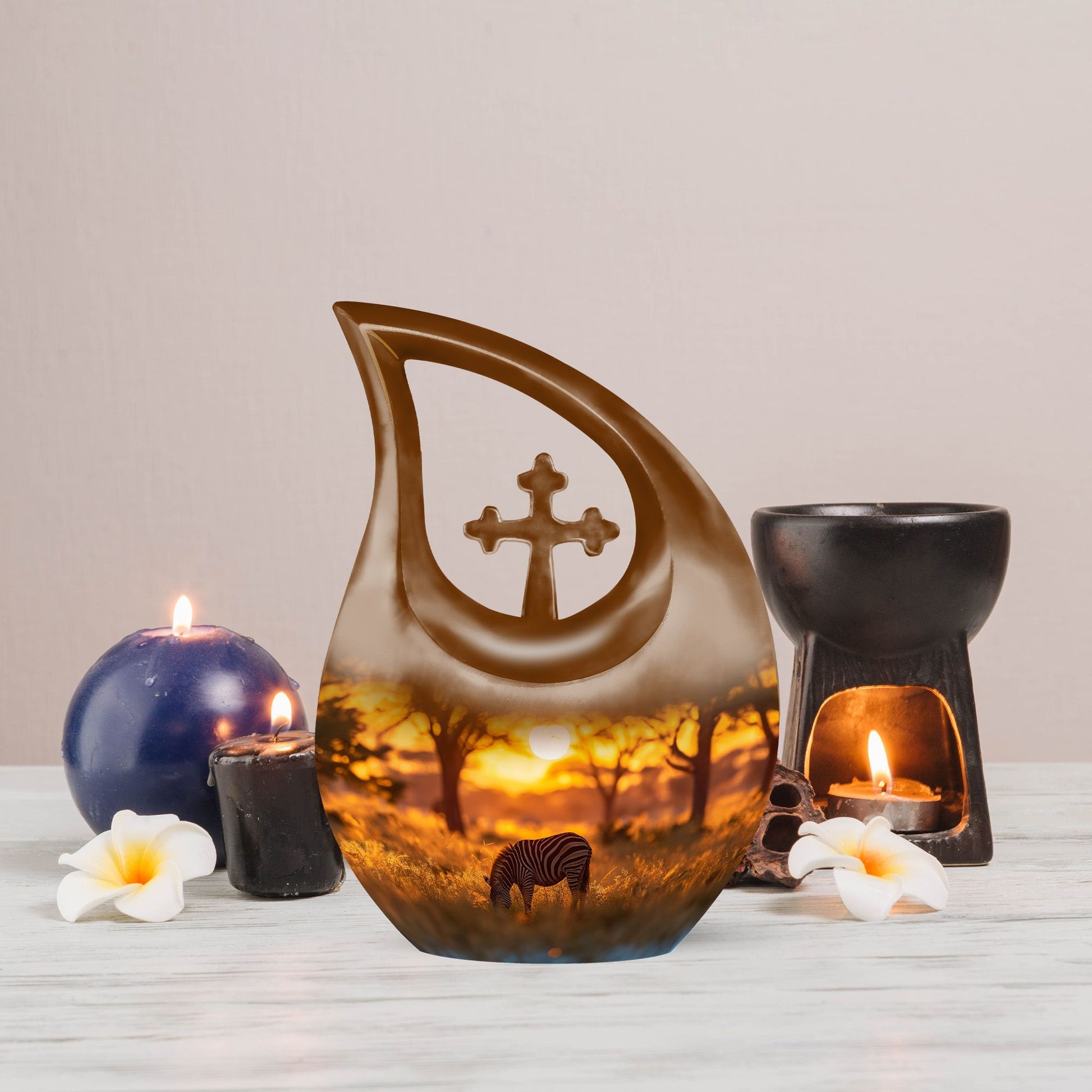 Zebra-themed Memorial Urn