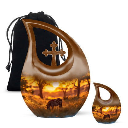 Zebra-themed Memorial Urn